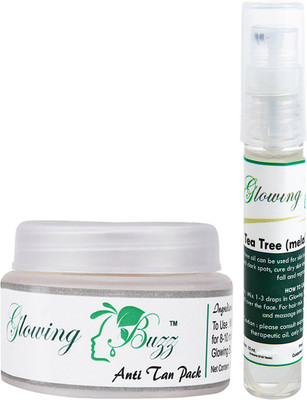 

Glowing Buzz Combo of Natural Anti Tan Pack for Face, Dark Under Arms and Hands and Tea Tree Essential Oil(Set of 2)