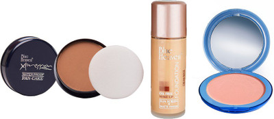 

Blue Heaven Xpression Pan Cake (72), Oil Free Foundation (Cream Beige) & Silk On Face Compact (SKIN) Combo.(Set of 3)