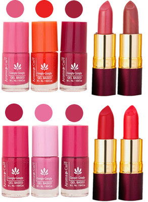 

Aroma Care Red RythmX Lipstick + Nail Polish Combo 1506201602(Set of 10)