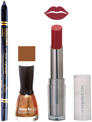 

Rythmx Lipstick , Nail Polish And Stay On Black Kajal Makeup Combo 1071(Set of 3)