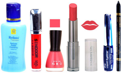 

Rythmx Lipstick And Nail Polish + Eyliner + Sindoor + Remover + Kajal Makeup Combo Pack(Set of 6)