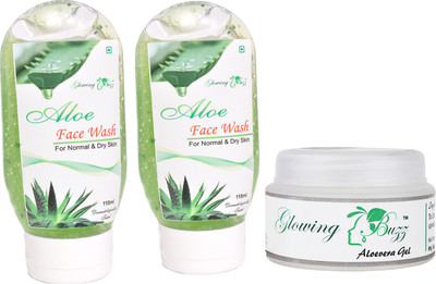 

Glowing Buzz Combo of 2 Aloe Face Wash And 1 Herbal Aloe Vera Gel(Set of 3)