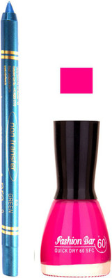 

Fashion Bar Mazanta Nail Polish With Pro Non Transfer Turquoise Blue Kajal 89(Set of 2)