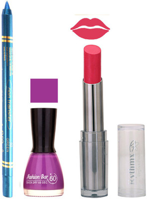 

Rythmx Lipstick , Nail Polish And Turquoise Blue Kajal Makeup Combo 1169(Set of 3)