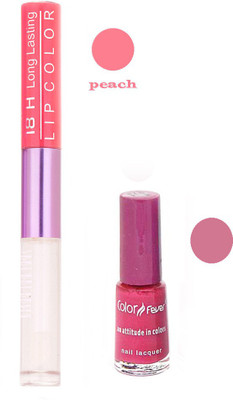 

Color Fever Long Lasting 207201624 Peach Lipstick+Peach Nail Polish(Set of 2)