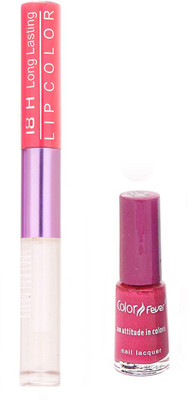 

Color Fever Long Lasting 4741624 Peach Lipstick+Peach Nail Polish(Set of 2)