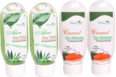 

Glowing Buzz Combo of 2 Aloe Face Wash and 2 Carrot Moisturiser for normal to dry skin(Set of 4)