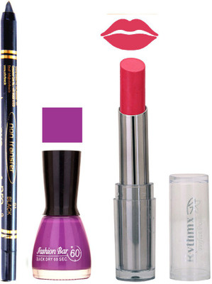 

Rythmx Lipstick , Nail Polish And Stay On Black Kajal Makeup Combo 1066(Set of 3)