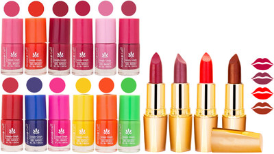 

Aroma Care Gel Nail Polish Set Quick Dry, Long Lasting and Creamy Matte Lipstick Combo 1162(Set of 16)