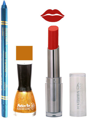 

Rythmx Lipstick , Nail Polish And Turquoise Blue Kajal Makeup Combo 1144(Set of 3)