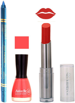 

Rythmx Lipstick , Nail Polish And Turquoise Blue Kajal Makeup Combo 1177(Set of 3)