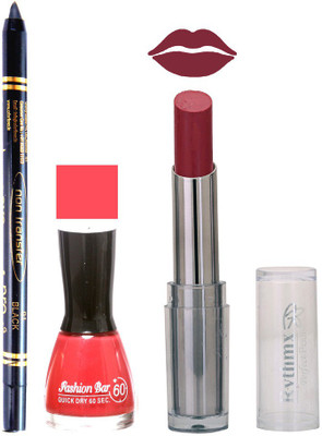 

Rythmx Lipstick , Nail Polish And Stay On Black Kajal Makeup Combo 1059(Set of 3)