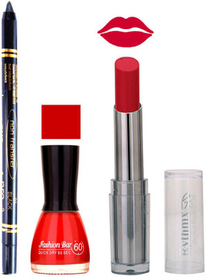 

Rythmx Lipstick , Nail Polish And Stay On Black Kajal Makeup Combo 1026(Set of 3)
