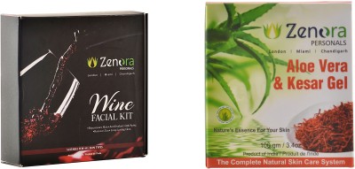 

Zenora Wine Facial Kit and Aloe-Kesar Gel Combo(Set of 5)