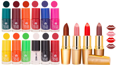 

Aroma Care Lot of 12-piece Surprise Nail Polish Set and Rythm Lipsticks Combo 100(Set of 16)