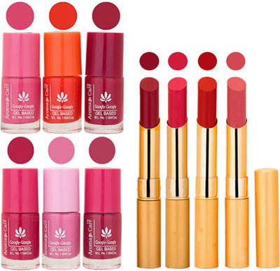 

Aroma Care Super Saver Pack : Quick Dry Nail Polish and Rythm Creamy Matte Long Lasting Lipstick Combo 01(Set of 10)