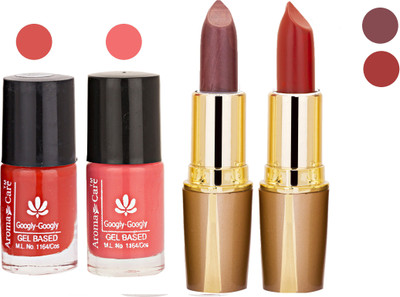 

Aroma Care Orange Nail Polish + Brown Lipstick Combo 2907201623(Set of 4)