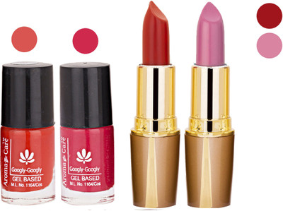 

Aroma Care Orange Nail Polish + Maroon Lipstick Combo 29072016108(Set of 4)