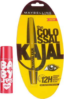 

Maybelline Baby Lips Cherry Kiss and Colossal Kajal Combo(Set of 2)