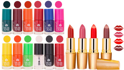 

Aroma Care All About Nail 12 Piece Color Nail Lacquer Combo Set + 4 Rythm Creamy Matte Lipstick Combo 62(Set of 16)
