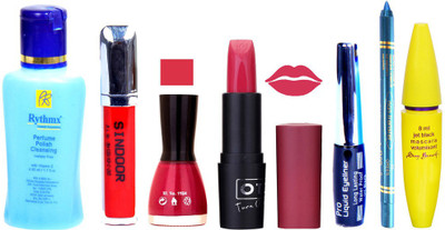 

Rythmx Remover + OTG Lipstick And Nail Polish, Eyliner, Sindoor, Kajal, Mascara Makeup Combo(Set of 7)