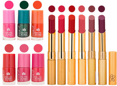 

Aroma Care Perfect Combo of Nail Polish and Rythm Lipstick Popular Shades in Wholesale Rate 2332017006(Set of 12)
