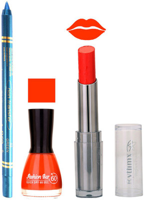 

Rythmx Lipstick , Nail Polish And Turquoise Blue Kajal Makeup Combo 1188(Set of 3)