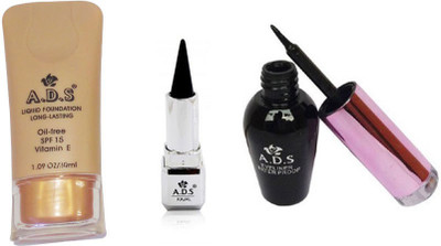 

ADS Liquid Foundation / 1612 Eyeliner / Kajal(Set of 3)