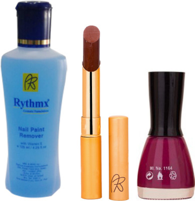 

Rythmx RythmX Coffee Lipstick +Nail Polish Combo 2206201624(Set of 3)