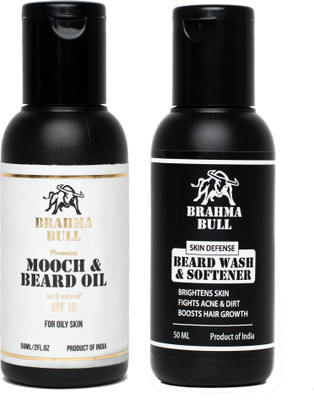 

Brahma Bull Mooch & Beard Oil for oily Skin and Beard wash & Softener(100Ml)(Set of 2)