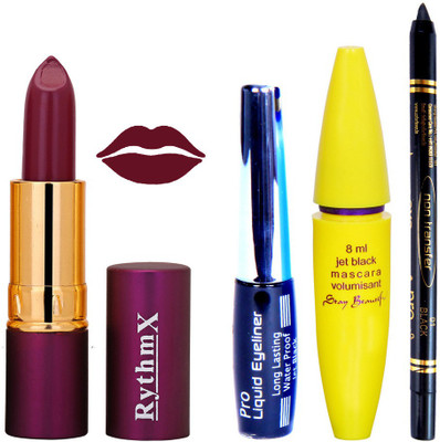 

Rythmx Lipstick ,Black Eyeliner,Kajal, Jet Mascara Makeup Combo Pack(Set of 4)