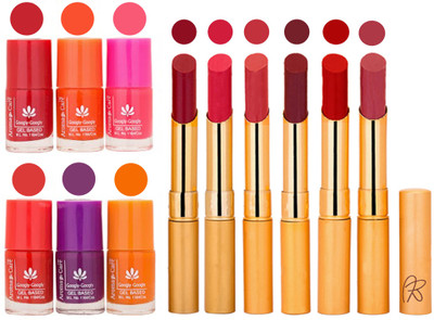 Aroma Care Nail Polish Set and Rythm Lipstick Sets ( Modern Shades) 1803201710(Set of 12)