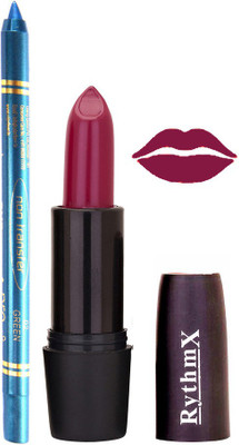 

Rythmx Mauve Lipstick And Pro Non Transfer Blue Kajal 2899(Set of 2)