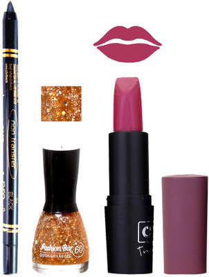 

Fashion Bar Nail Polish , OTG Lipstick , Black Kajal Combo 118(Set of 3)