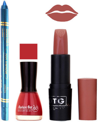 Flipkart - Fashion Bar Nail Polish , otg Lipstick , Turquoise Blue Kajal Combo65(Set of 3)