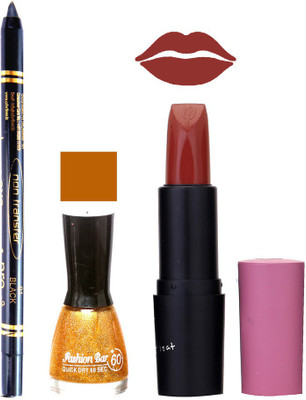 

Fashion Bar Nail Polish , OTG Lipstick , Black Kajal Combo 86(Set of 3)