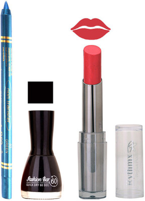 

Rythmx Lipstick , Nail Polish And Turquoise Blue Kajal Makeup Combo 1092(Set of 3)