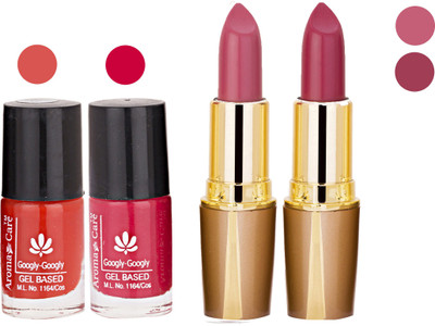 

Aroma Care Orange Nail Polish + Purple Lipstick Combo 2907201672(Set of 4)