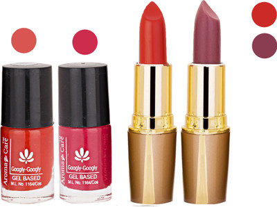 

Aroma Care Orange Nail Polish + Red Lipstick Combo 2907201688(Set of 4)