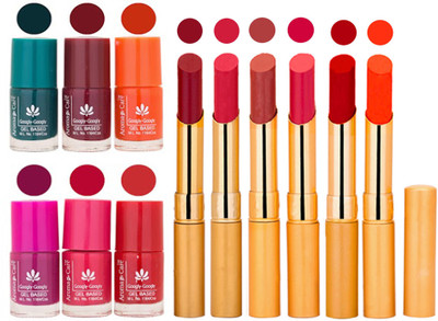 

Aroma Care Famous Combo of Nail Polish with Rythm Long Lasting Lipstick Sets 183201731(Set of 12)