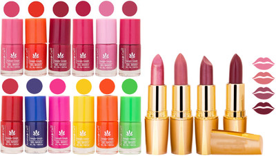 

Aroma Care Gel Nail Polish Set Quick Dry, Long Lasting and Creamy Matte Lipstick Combo 91(Set of 16)