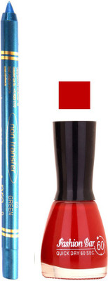 

Fashion Bar Chilly Red Nail Polish With Pro Non Transfer Turquoise Blue Kajal 69(Set of 2)