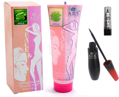 

ADS Cleansing Apple scrub gel / Kajal With Eye liner(Set of 3)