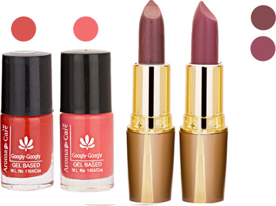 

Aroma Care Orange Nail Polish + Brown Lipstick Combo 2907201635(Set of 4)