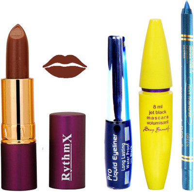 

Rythmx Lipstick ,Black Eyeliner,Kajal, Jet Mascara Makeup Combo Pack(Set of 4)