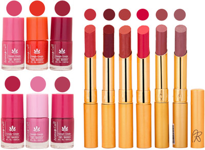 

Aroma Care Quick Dry Nail Polish and Rythm Lipstick Combo 1803201963(Set of 12)