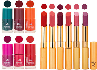 

Aroma Care Famous Combo of Nail Polish with Rythm Long Lasting Lipstick Sets 183201764(Set of 12)