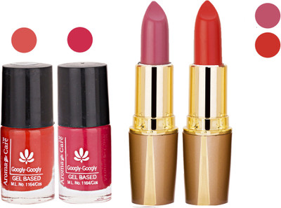 Aroma Care Orange Nail Polish + Purple Lipstick Combo 2907201644(Set of 4)