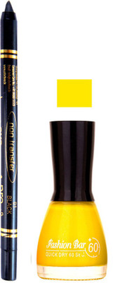 

Fashion Bar 27 07 2016 48 Yellow Nail Polish With Pro Non Transfer Kajal(Set of 2)