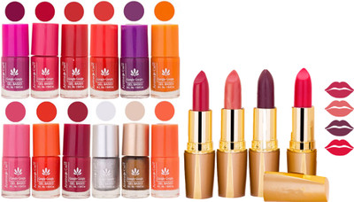

Aroma Care 12 Piece Vibrant Color Nail Polish Combo Set With 4 Rythm Creamy Matte Lipstick Combo 103(Set of 16)